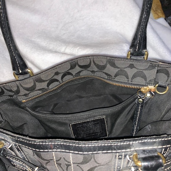 Black Signature “C” Fabric & Leather Coach Satchel - Picture 8 of 16